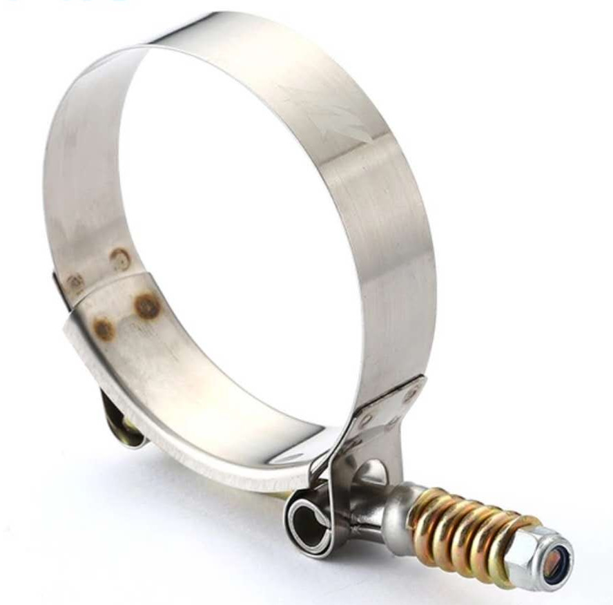 T bolt hose clamp with spring